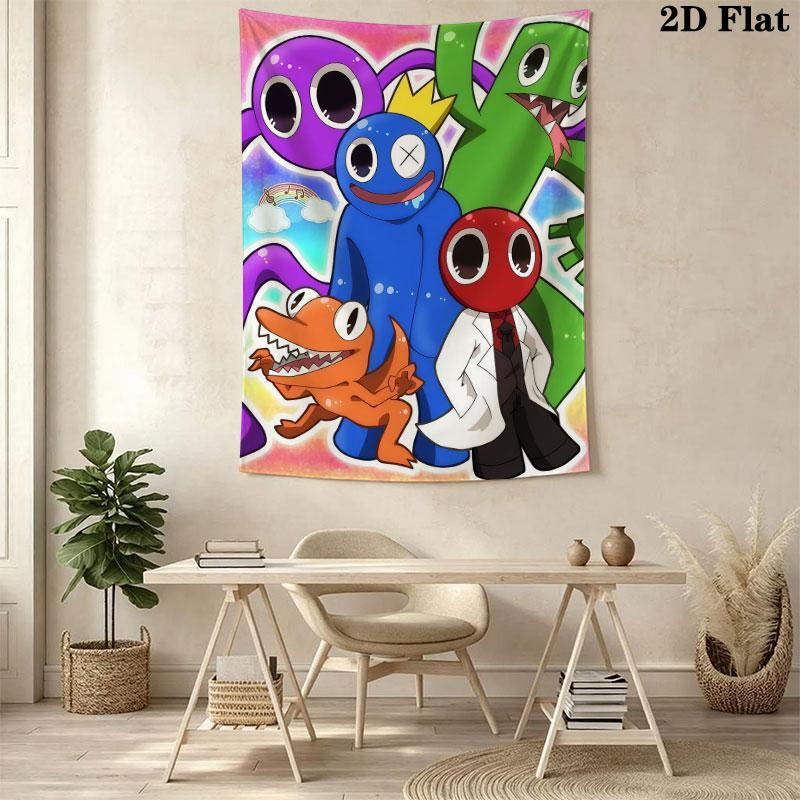 Rainbow Friends Force Wandteppich Ästhetischer Wandbehang Bedruckte Stoffdecke Dekorative Wandteppiche für Schlafzimmer Wohnzimmer Heimdekoration