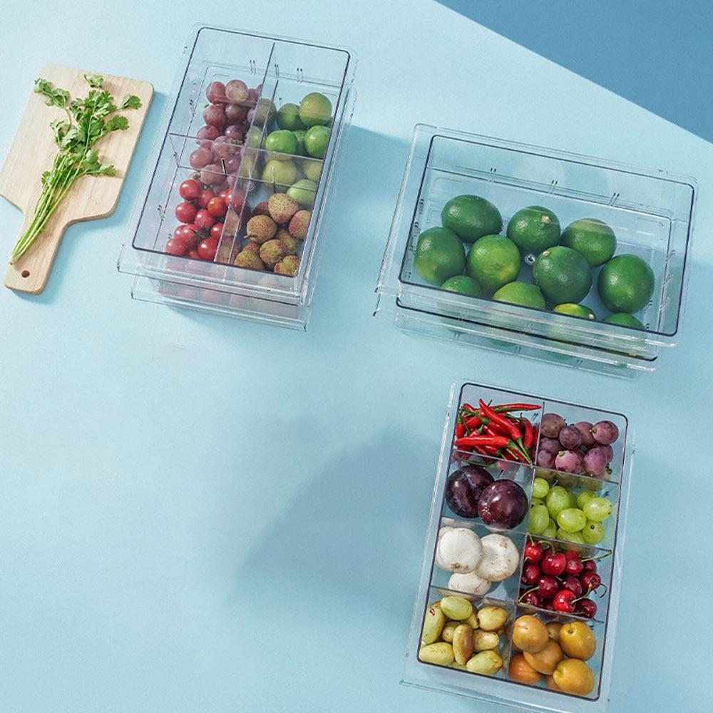Set Da 4 Contenitori Organizer In Plastica Trasparente Per Frigorifero, Dispensa E Cucina