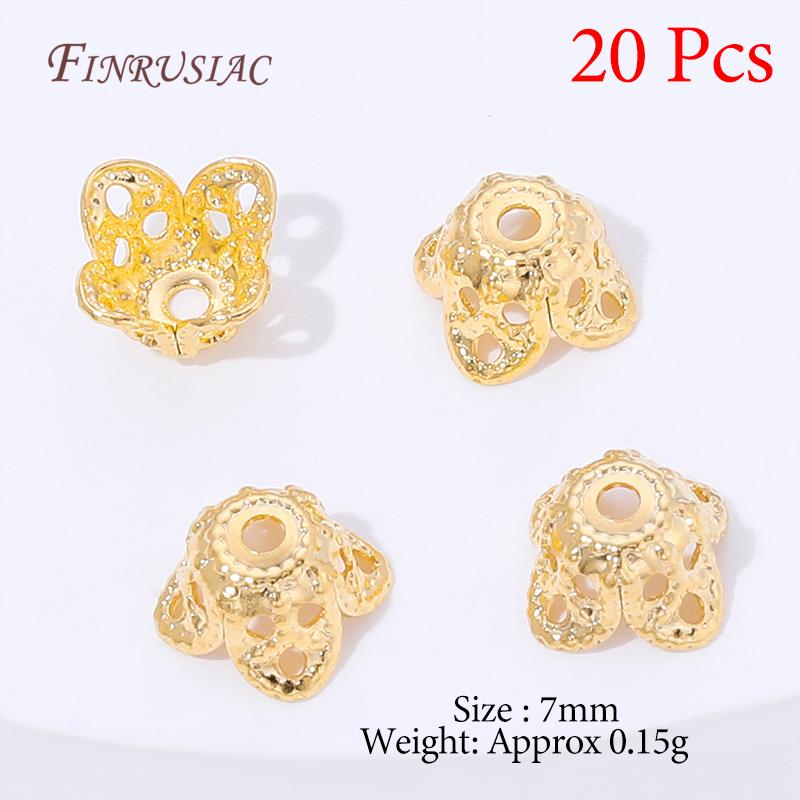 Multiple Styles 18K Gold Plated Beads Caps For Jewelry Making,Brass Flowers Caps For Bracelets DIY Accessories,Tassel End Cap