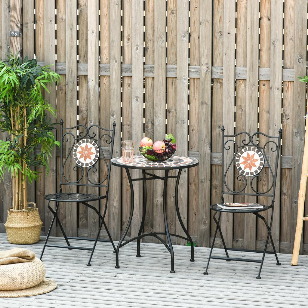 Dreiteiliges Mosaik-Bistrotisch-Set - Mehrfarbig