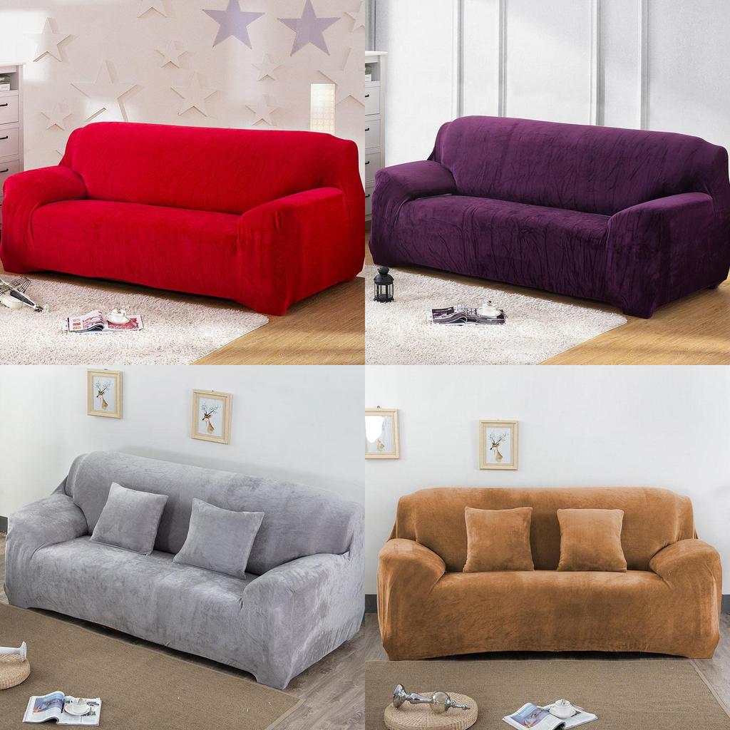 Easy Fit Sofa Slipcover Stretch Protector Soft Cover Thick Plush Velvet Seat 14