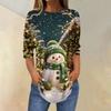 Women's Christmas Print Neck Three-Quarter Sleeve T-Shirt