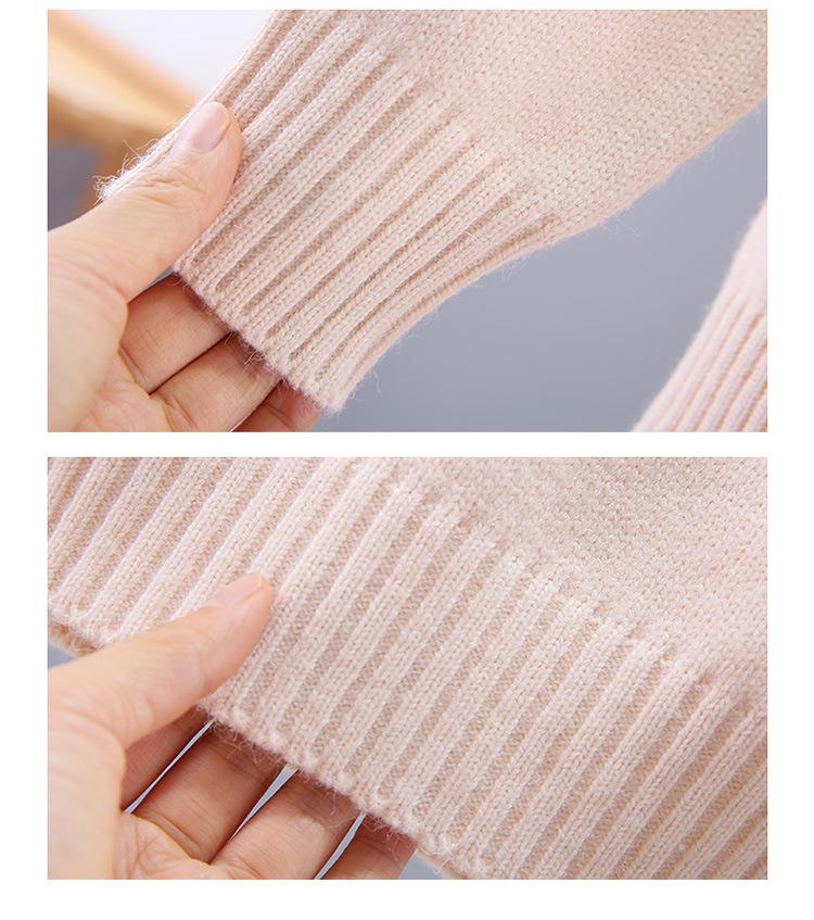 Pulover Tricotat la Modă pentru Fete cu Gât Mediu-Înalt - Stil Toamnă/Iarnă, Top de Bază Îngroșat pentru Copii Mijlocii și Mari