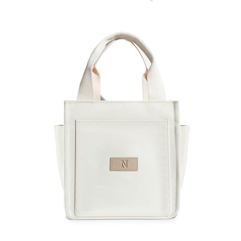 

Stylish Korean Style Canvas Tote Bag For Women With Convenient Pockets And Lunchbox Storage In Elegant Colors белый