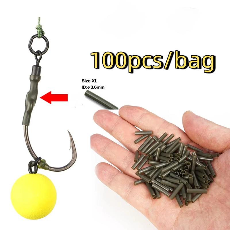 100Pcs Carp Fishing Heat Shrink Tube Kit Anti-Tangle Hook Sleeves Hair Rig Accessories Durable Fishing Tackle