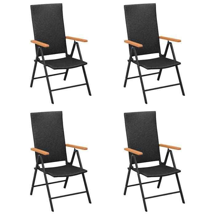 Maison Exclusive - Chaises pliantes 4 pièces en polyrotin noir
