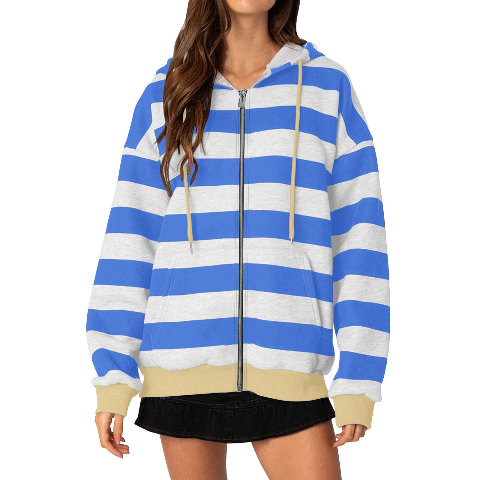 Женские повседневные топы полосатая толстовка на молнии толстовка с капюшоном M бежевый 2865₽