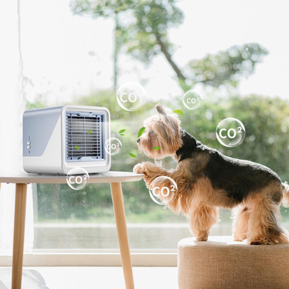 Portable Air Conditioner 500ml 3 Speeds Adjustable USB Mini Air Cooler Desk Cooling Fan for Office Bedroom Blue
