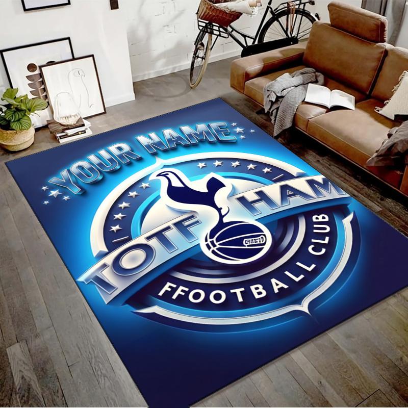 T-Tottenham Hotspur Design Area Rug Personalized Name- Non-Slip, Soft & Cozy Floor Mat for Living Room, Office - Indoor/Outdoor Carpet
