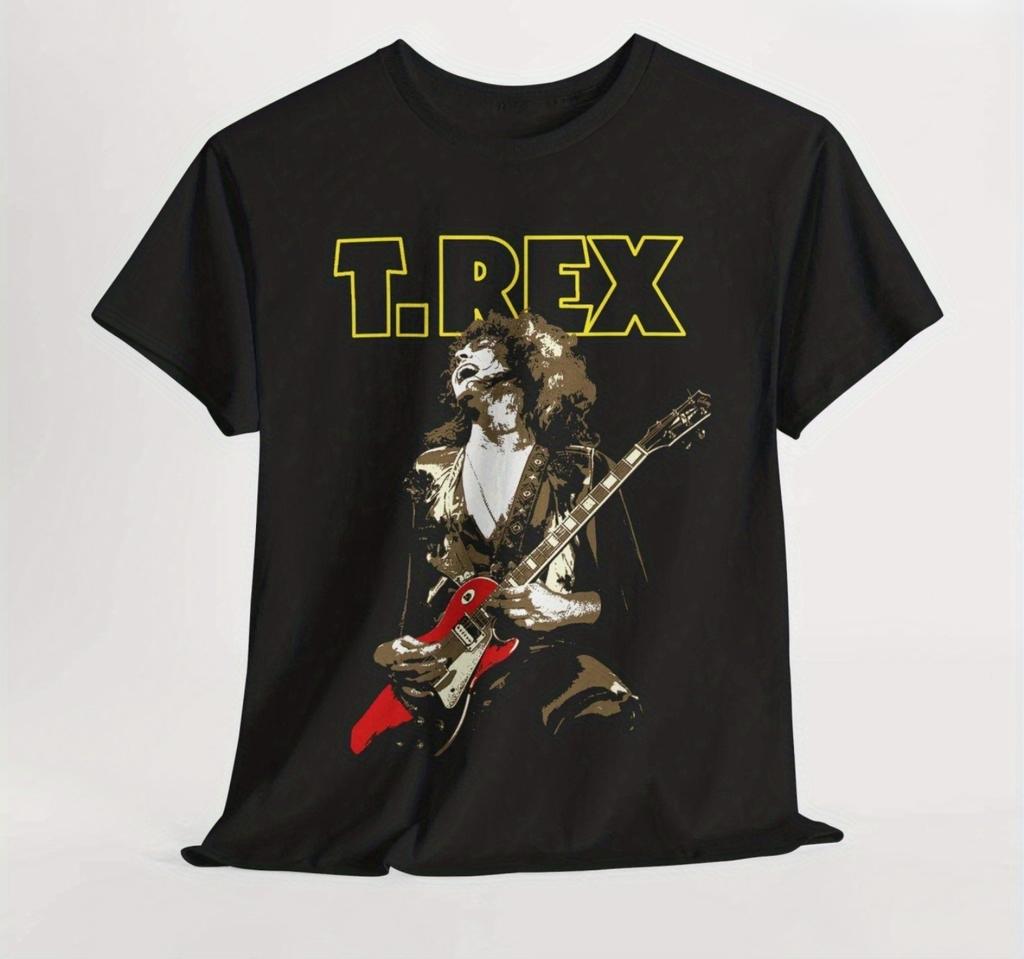 Men's Retro Tyrannosaurus Pattern T-shirt - Classic Rock Band Shirt Perfect for Concerts, Music Enthusiasts - Men's Summer Co...