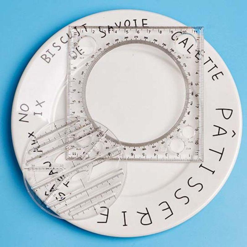 Protractor Geometry Drawing Ruler 3D Scale Transparent Rotatable Ruler Multi-Functional Plastic Circle Drafting Ruler Art Design