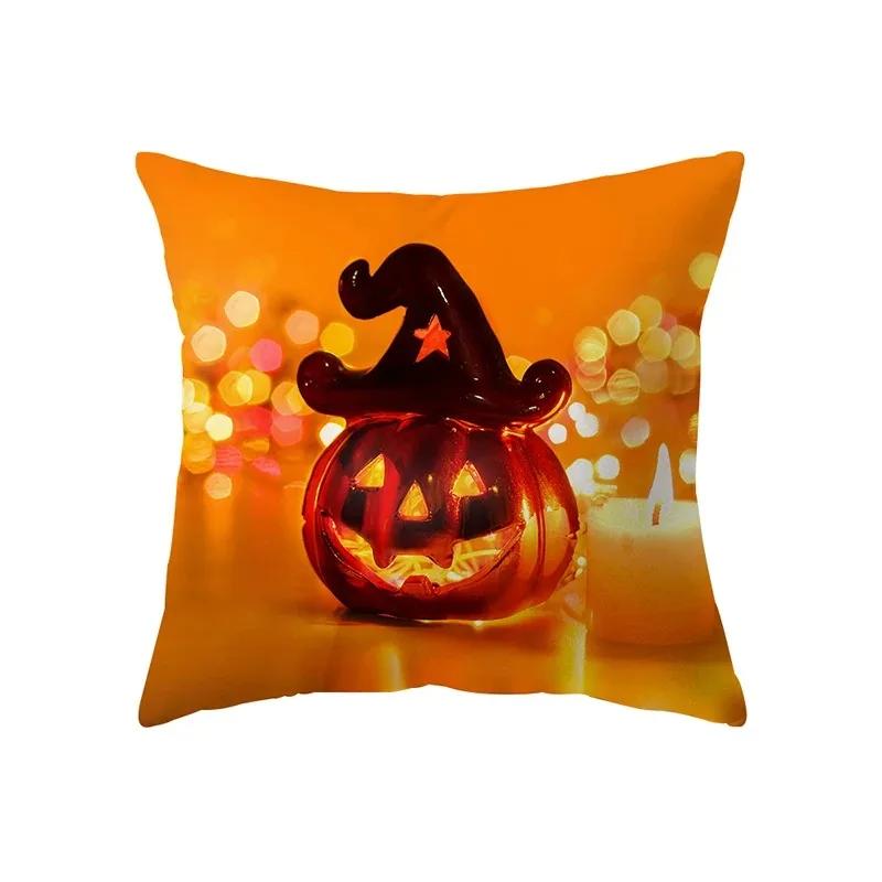 

Taie d oreiller décorative sur le thème d Halloween, maison hantée, Aliments, lanterne, voiture, bureau, salon, canapé 40x40cm