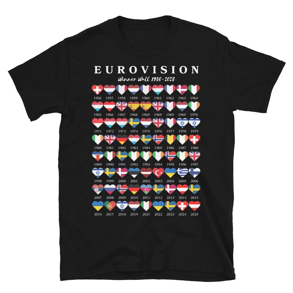 

Eurovision Winner Wall 2025 T-Shirt All Eurovision Winners 1956-2025 M