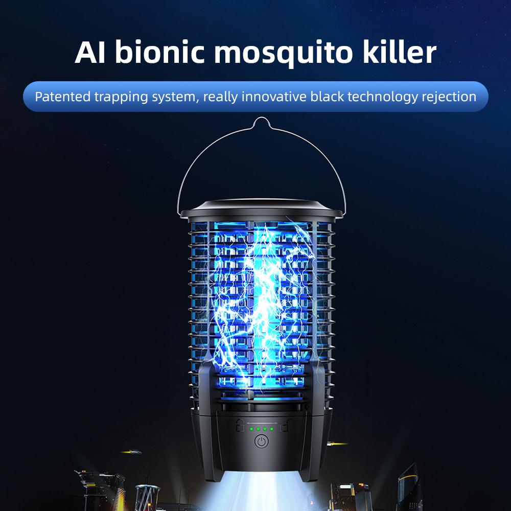 2-in-1 Portable Camping Light and Mosquito Zapper 2000V Electric Bug Zapper Outdoor Lamp Built-in