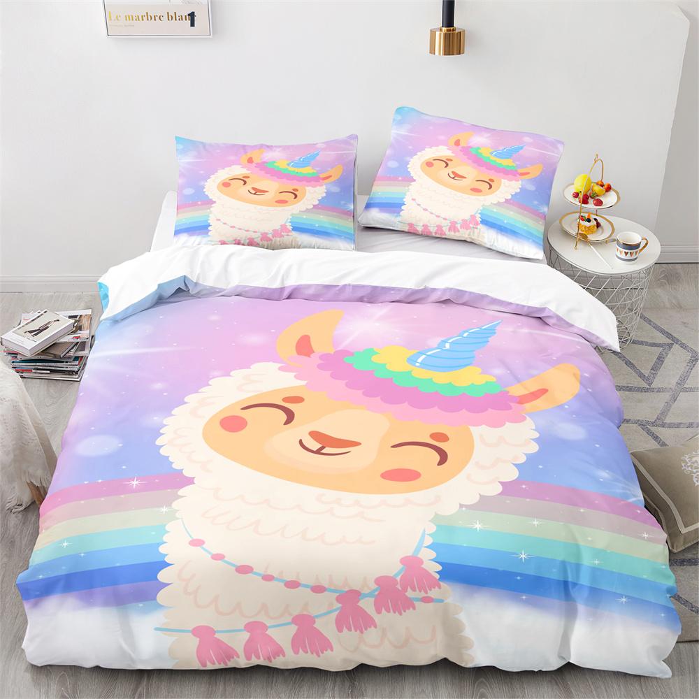 Unicorn Horse Duvet Cover Set Wild Animals Pattern Polyester Quilt Cover King Full Twin Size For Kids Boys Girls Bedding Set
