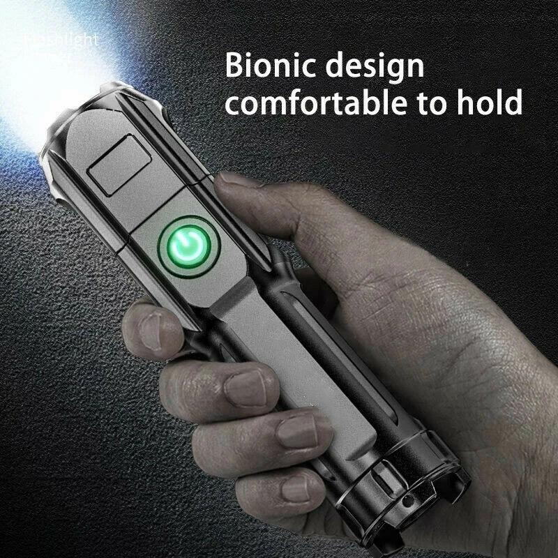 Portable LED Flashlight Telescopic Zoom Strong Light Torch USB Rechargeable Outdoor Waterproof Camping Emergency Flashlight