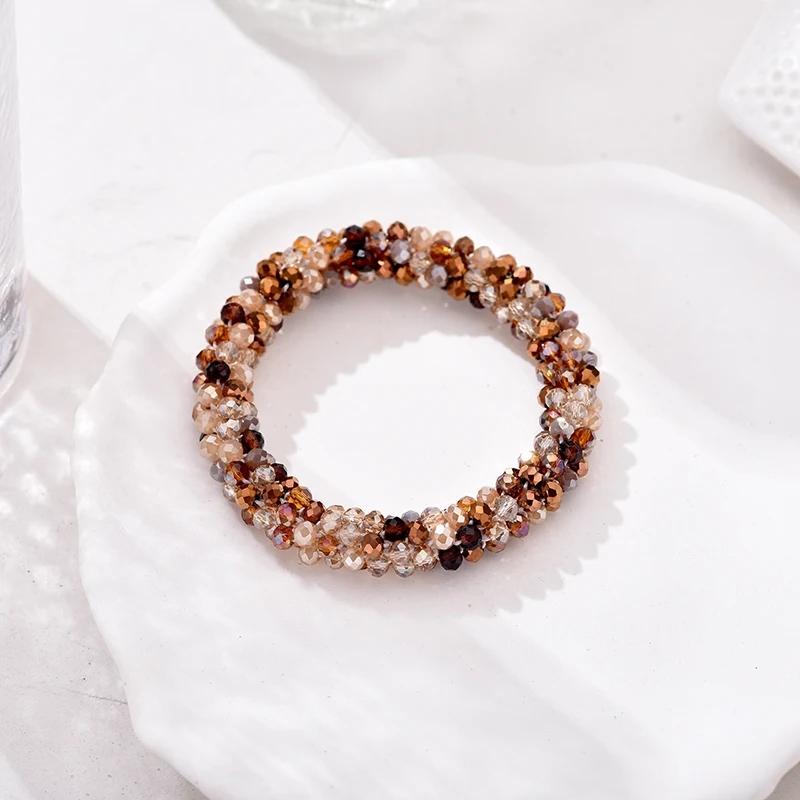 Fashion Colorful Crystal Bracelets for Women Unique Simple Elastic Rope Temperament Charm Bracelet Hairband Jewelry