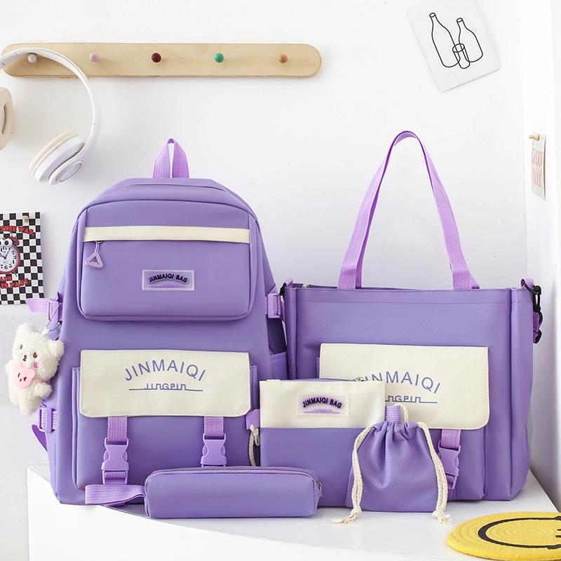 Primary School Girl Junior High School Student Cute Color Blocking Backpack High School Student College Student Backpack