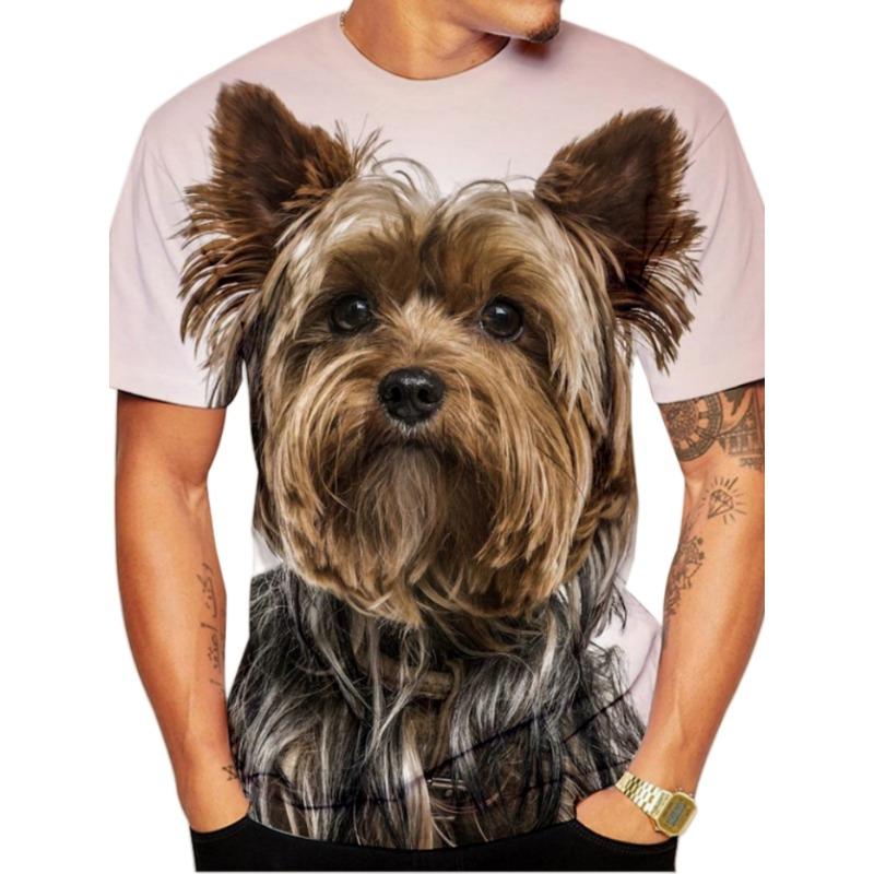 Mode Hund 3D-Druck T-Shirt Sommer Outdoor Herren Kurzarm T-Shirt Trend Herren T-Shirt Rundhals Top Übergroße Herrenbekleidung