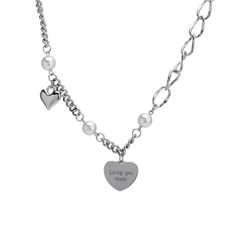 Spice Girls Sweet Cool Cosmic Opal Artificial Pearl Necklace Female Tide Double Layer Stacked Wearing Love Hip Hop Collarbone Chain