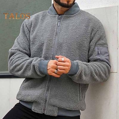 Men Polar Fleece Jacket Long Sleeve Full Zipper Casual Coat with Pockets Autumn Winter Solid Color Outwear