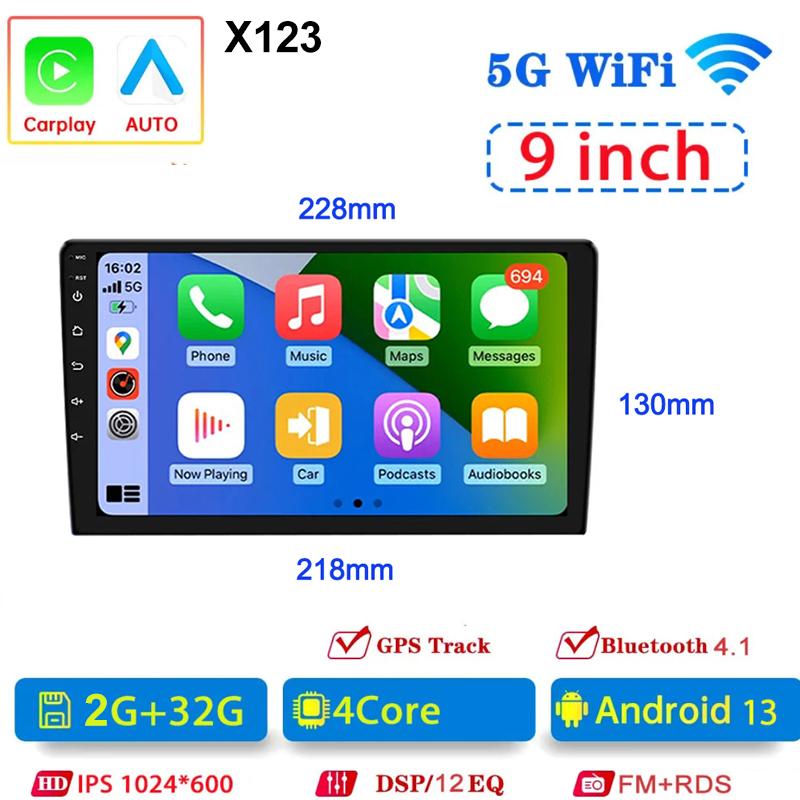 Android 13 Universal 7"/9"/10" 2Din Car Radio Automotive Multimedia Player Wireless Android Auto Carplay Car Stereo Receiver BT