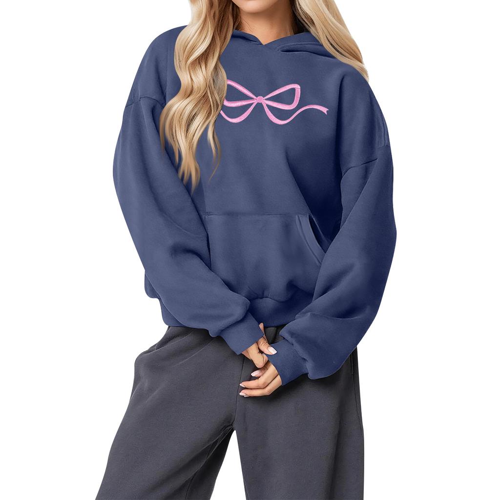 Women's Fashion Women's Lightweight Long Sleeve Pullover With Pockets Preppy Graphic Hoodie