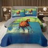 Wild Horse Bedspread Queen/Full Galloping Horse Pattern Quilted Bedding Set Farm Animal Coverlet Set Reversible Rustic Bed Cover