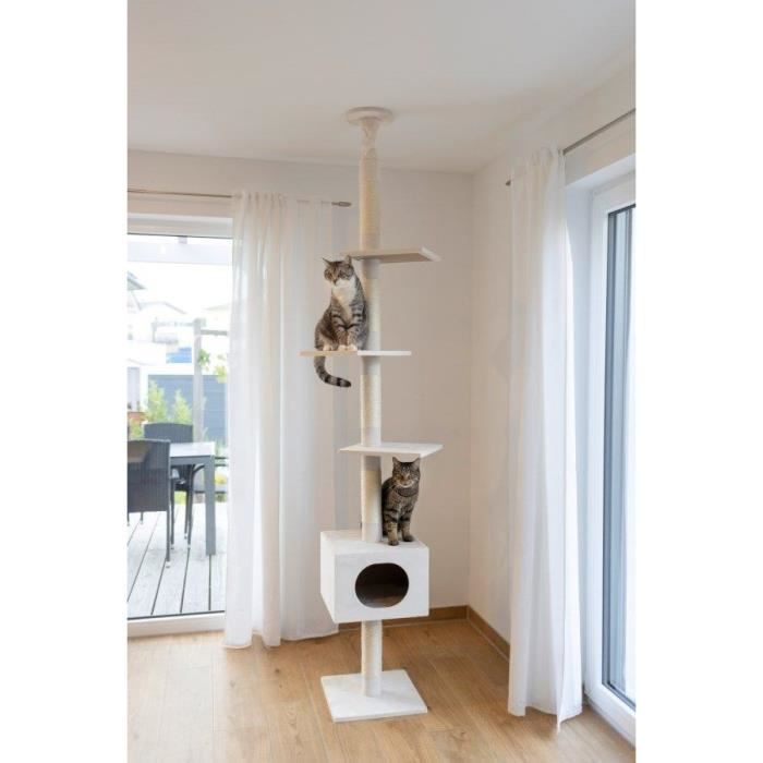 KERBL - Arbre À Chat FERDI - 38 X 38 X 240 À 260 Cm - Blanc - Sisal