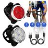 2 Set USB Rechargeable LED Bicycle Headlight Bike Front Rear Lamp Cycling Light