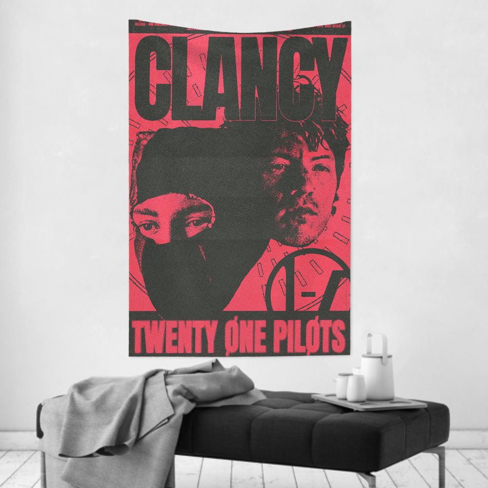 Rock Band Ttwenty One Ppilot Clancy Wandteppich Raumdeko Wandtuch Party Hängender Hintergrund Raumdeko Babyzimmer