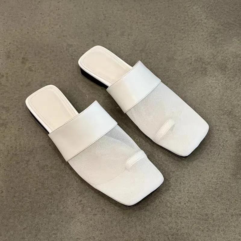 Fashion 2025 New Mesh Breathable Comfortable Toe Baohead Slippers Women's Casual Versatile Square Toe Low Heel Sandals