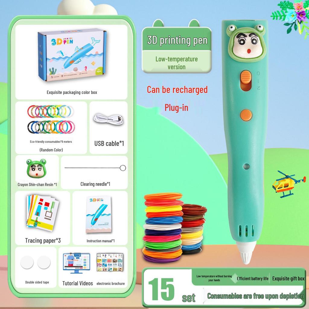 Rechargeable 1.75mm Low-Temperature 3D Printing Pen for Kids - Ideal Educational Gift