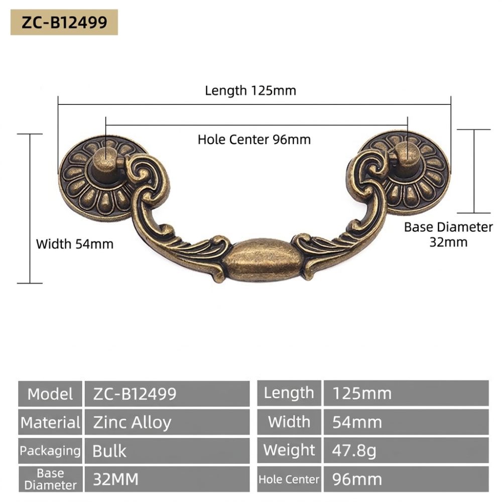 Zinc Alloy Cabinet Handles Antique Bronze Furniture Handles Classic Dresser Knob Home Furniture