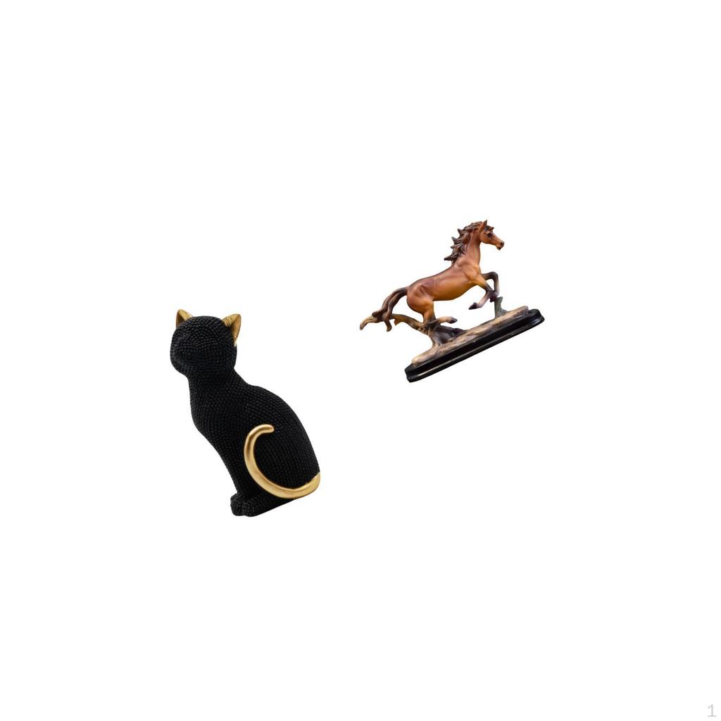 Resin Cat Horse Statue Decorative Figurine Collectible Ornament Sculpture Artwork for Entrance