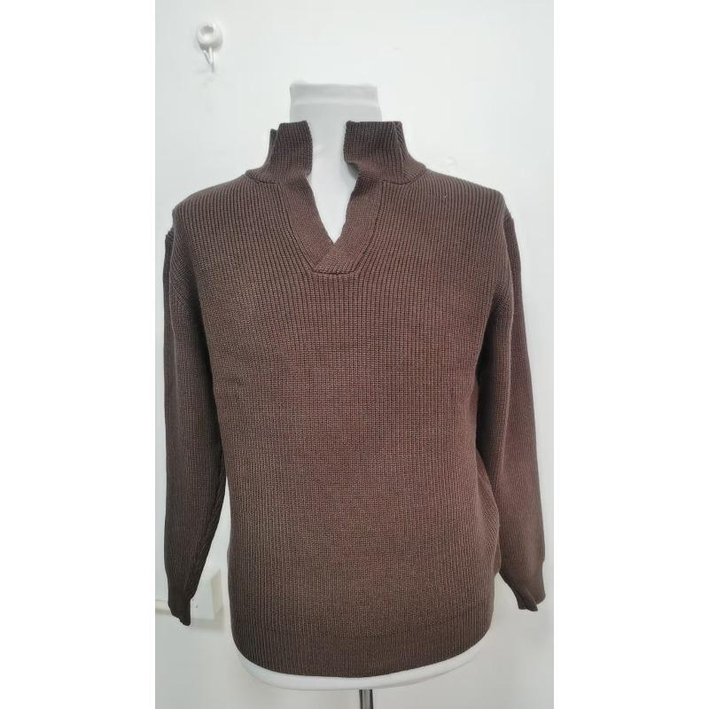 Men's V Neck Knit Pullover Sweater, Solid Color Long Sleeve Top, Fall Winter Loose Versatile Knitwear