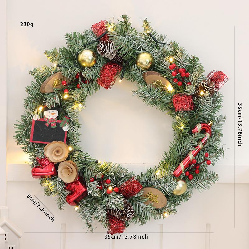 Christmas Wreath 35/40cm Pre-made Door Hanger, Festive Holiday Decoration for Home Entrance Xmas Decor