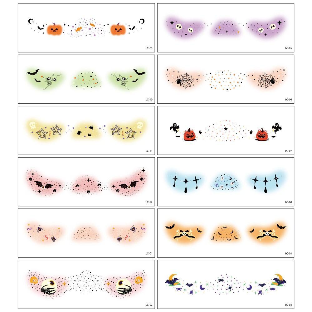 12pcs Disposable Cheek Temporary Stickers Portable Halloween Bat Face Stickers Enhance Atmosphere