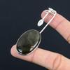 Sisters Day Sale Oval Natural Silver Sheen Obsidian Pendant 925 Sterling Silver