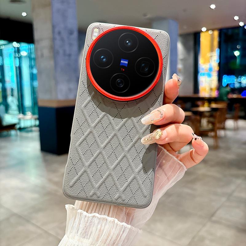 

For Vivo X200 X200s Pro Ultra Mini Case Diamond Pattern Leather Individual Metal Keys Matte Anti-Slip Grip Soft Case Cover Artificial leather&vivo X200