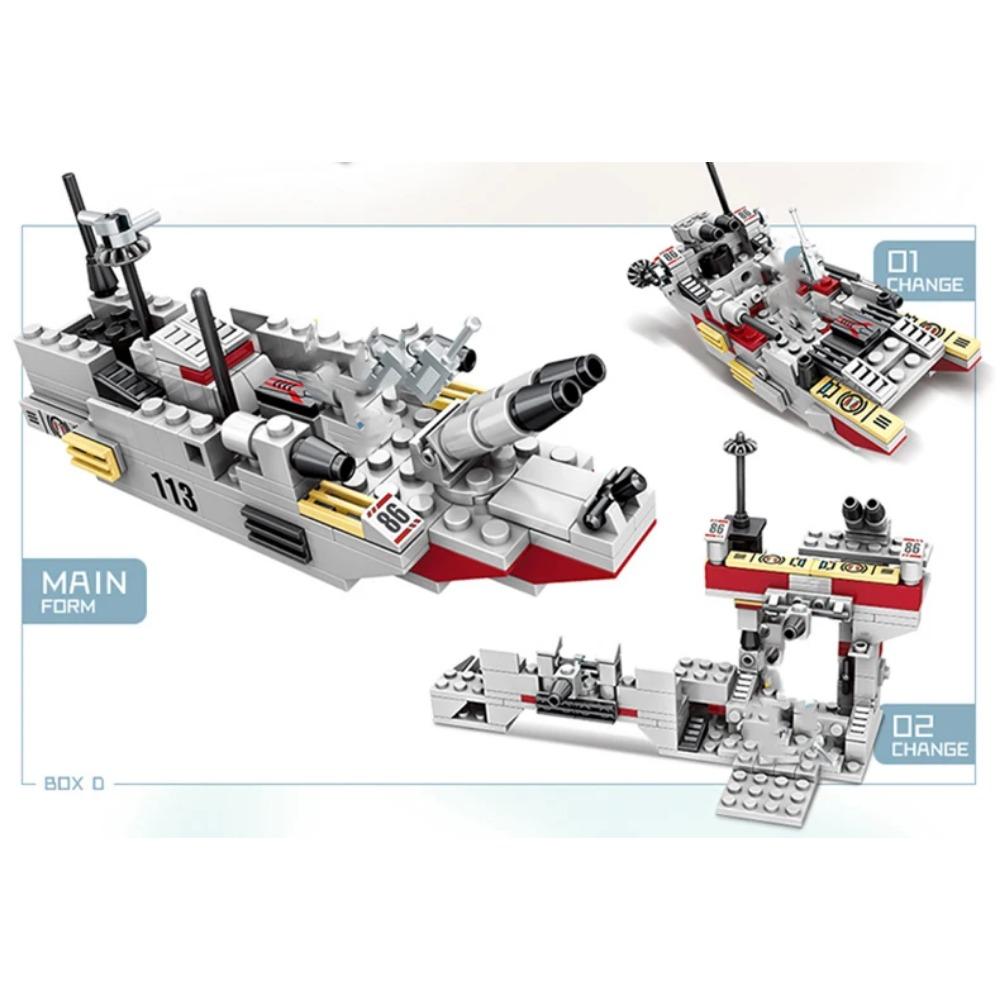 Kit de construction de combinaison militaire 1068 pièces, ensemble de blocs de construction de navire de croisière tout-en-un avec cadeaux de navire de guerre pour jouets garçons enfants