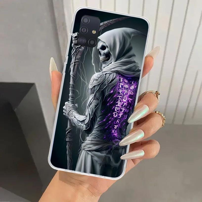 Death Grim Reaper Skull Scythe Phone Case for Samsung Galaxy A52 A32 A22 A12 A02S A50S A30S A10S Note 20 Ultra 10 Plus S10 A31 A