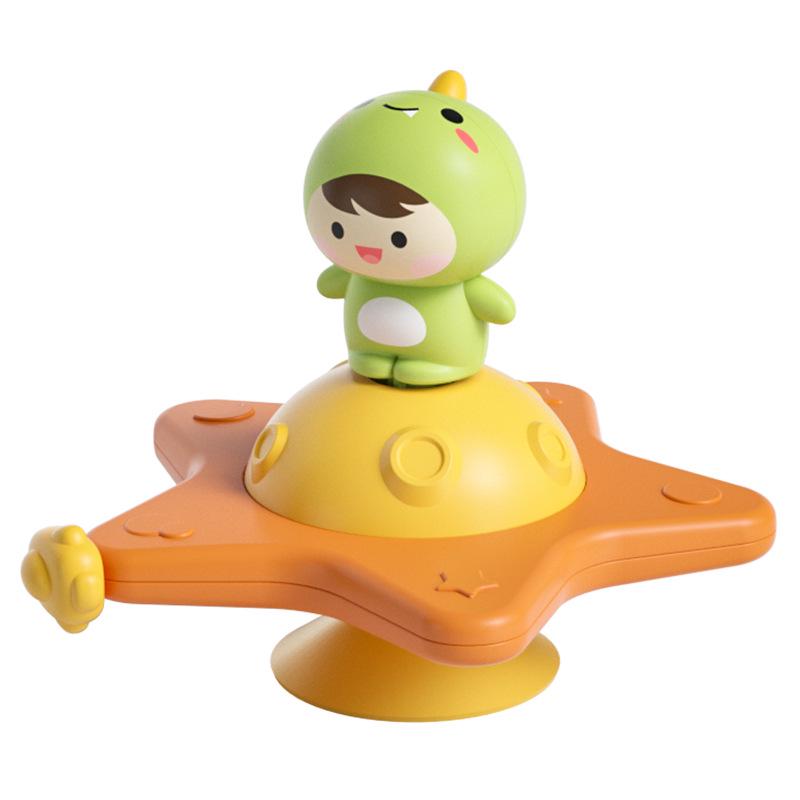Rocket Spin Top Baby Soothing Toy with 3D Cartoon Design for Dining and Bath