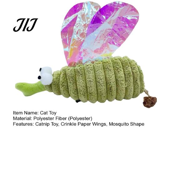 Skin Friendly Cat Play Toys Crinkle Mosquito Toy with Catnip, Gall Fruit Chew Fun Shape Toy, Soft Plush Insect Stuffed for Indoor Cats Kittens