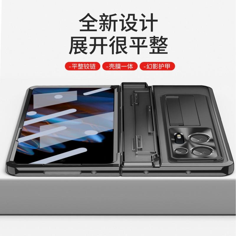 Oppo Find N2 Clear Electroplated PC Case With Integrated Stand Shockproof Scratch Resistant Slim Cover Foldable Phone