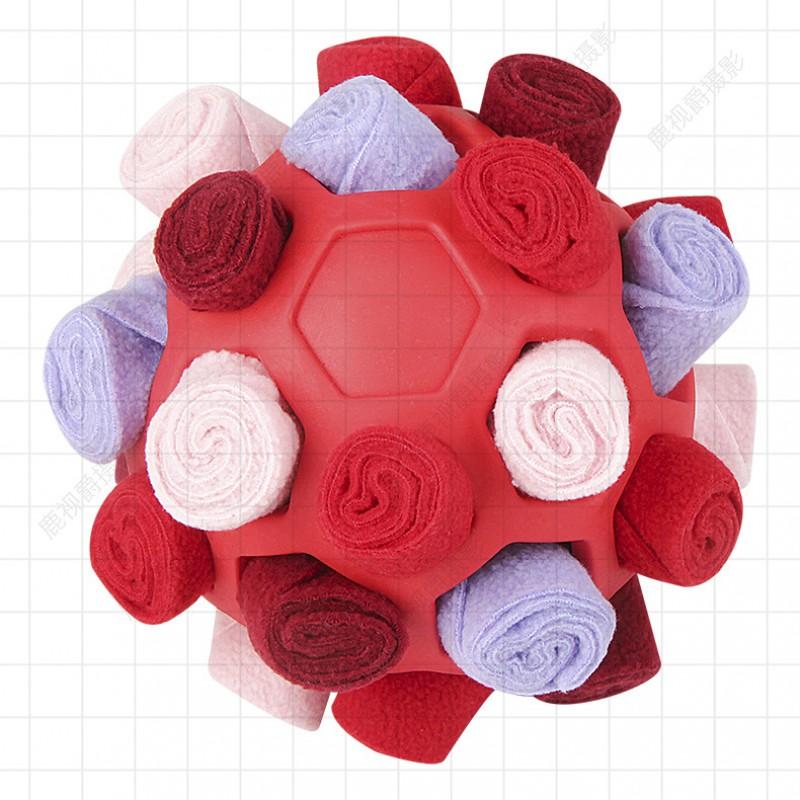 Interactive Sniffing Mat Toy With Hollow Treat Dispensing Ball Dogs Cats TPR Rubber Chew 14cm