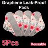 5 Stück Graphen Wiederverwendbare Damenbinden 23CM Menstruationstücher Stilleinlagen für Frauen Nacht