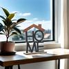 Desktop Decoration Hollow Home Office Living Room Table Centerpiece With Wooden Base English Letter HOME Table Decor