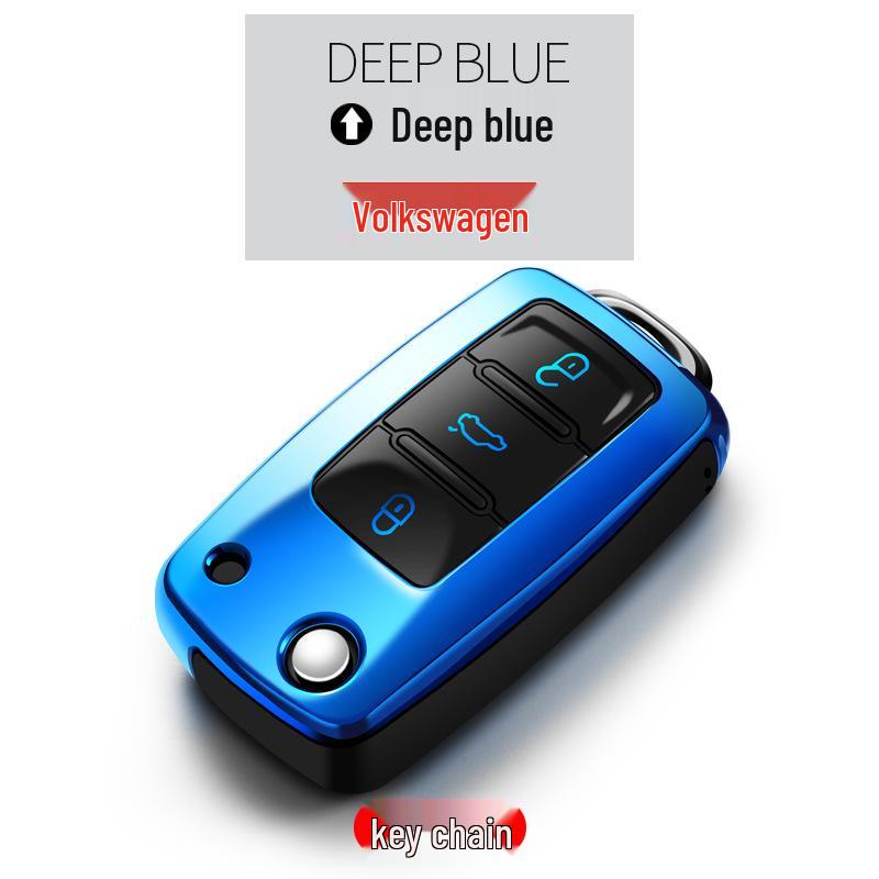 Volkswagen Key Case for Passat, Lavida, POLO, Bora, Tiguan, Sagitar - TPU Car Key Shell with Buckle