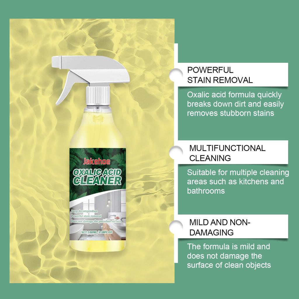 Jakehoe Oxalic Acid Cleaner Multi-purpose Oxalic Acid Toilet Stain Removal Cleaning Spray Eco-Friendly Rust & Stain Remover